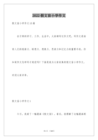 2024假文盲小学作文