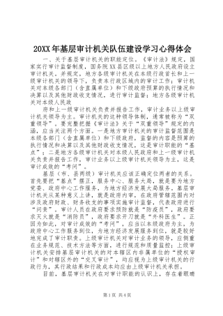 20XX年基层审计机关队伍建设学习心得体会 (5)