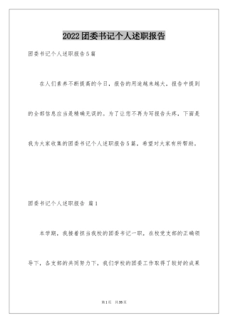 2024团委书记个人述职报告