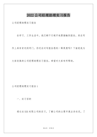 2024公司经理助理实习报告