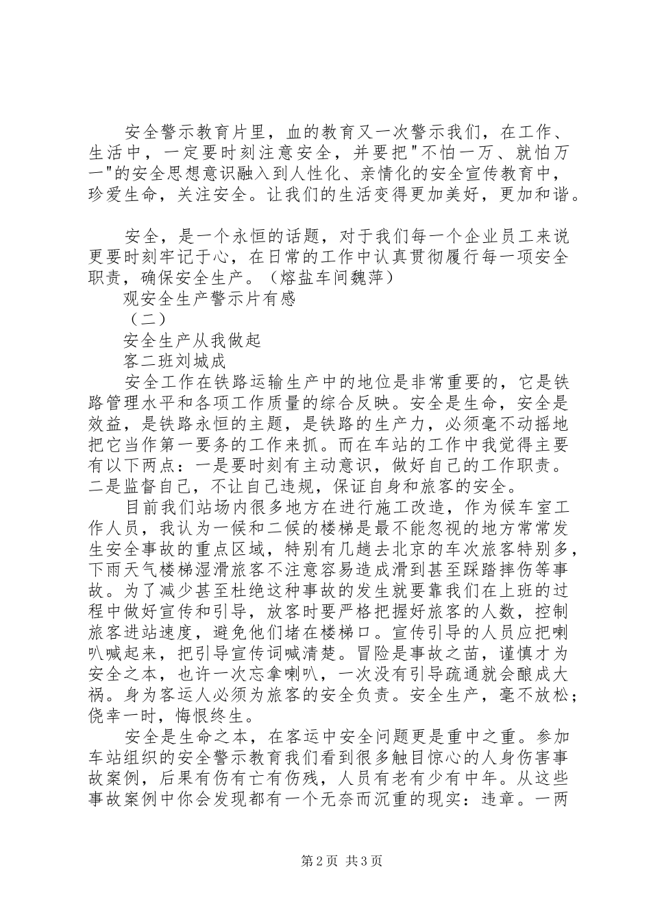 观安全生产警示片有感_第2页