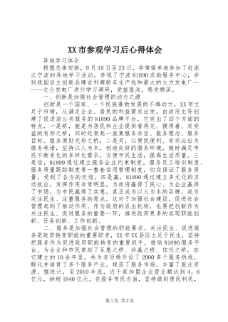 XX市参观学习后心得体会