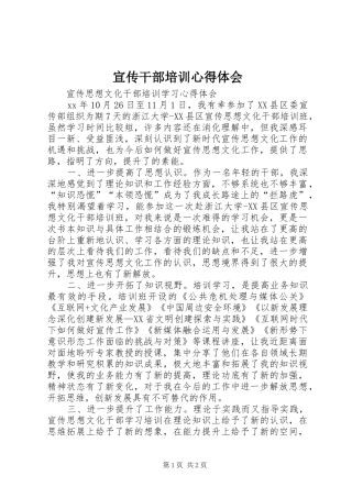 宣传干部培训心得体会
