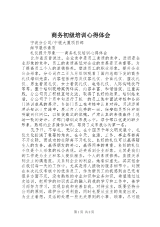 商务初级培训心得体会