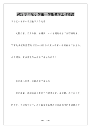 2024学年度小学第一学期教学工作总结