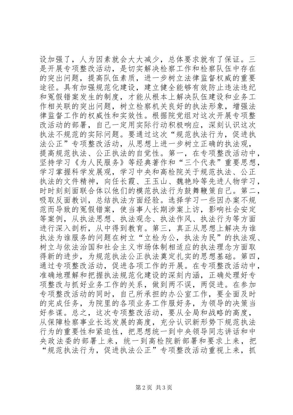 的“规范执法行为,促进执法公正”专项整改活动心得体会_第2页