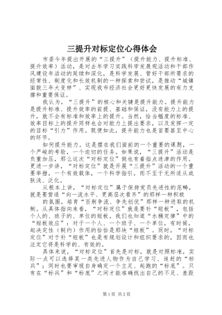 三提升对标定位心得体会