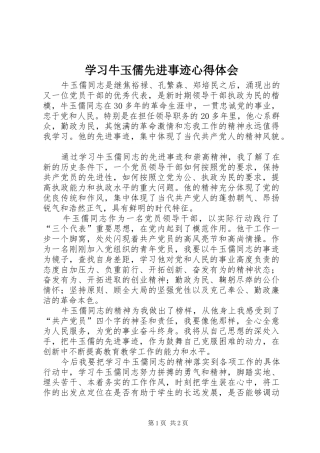学习牛玉儒先进事迹心得体会