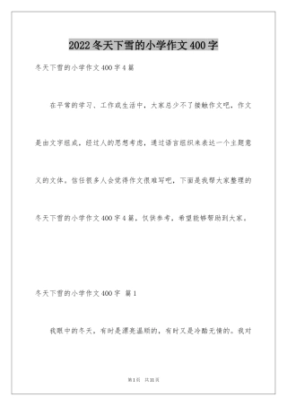 2024冬天下雪的小学作文400字