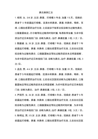 鼻炎病例汇总