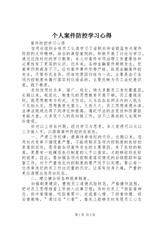 个人案件防控学习心得