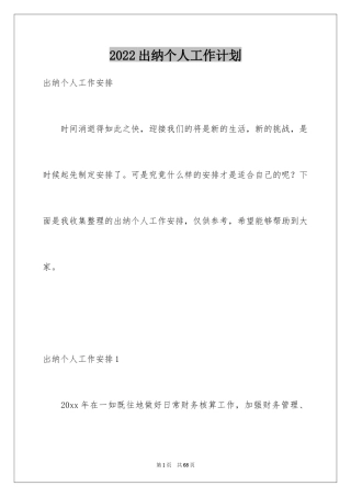 2024出纳个人工作计划_1