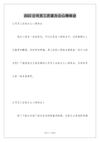 2024公司员工在家办公心得体会