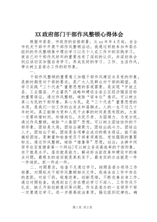 XX政府部门干部作风整顿心得体会