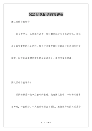 2024团队团结自我评价_1