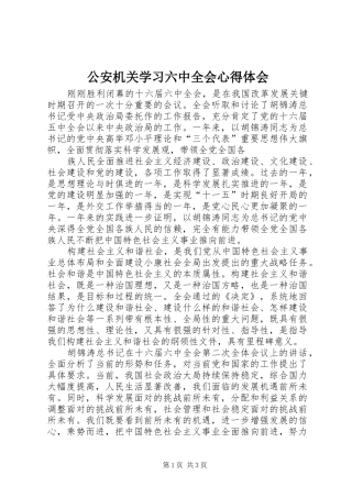 公安机关学习六中全会心得体会