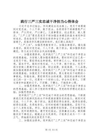 践行三严三实忠诚干净担当心得体会