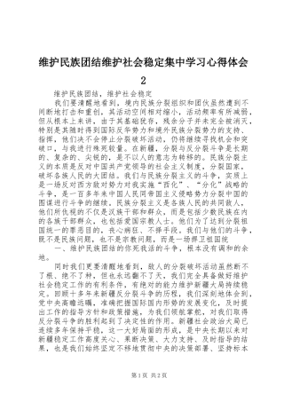 维护民族团结维护社会稳定集中学习心得体会2 (2)