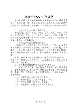 风清气正学习心得体会