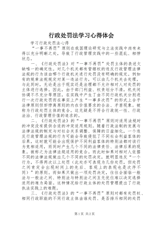 行政处罚法学习心得体会