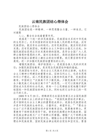 云南民族团结心得体会