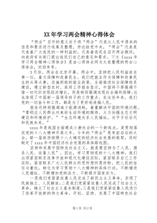 XX年学习两会精神心得体会