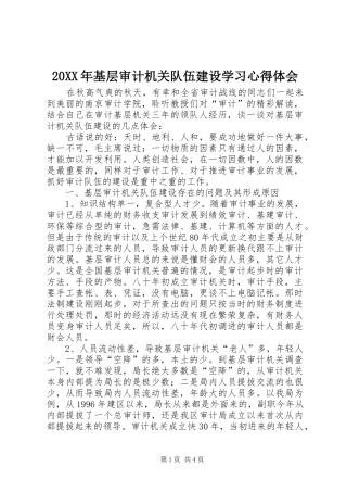 20XX年基层审计机关队伍建设学习心得体会
