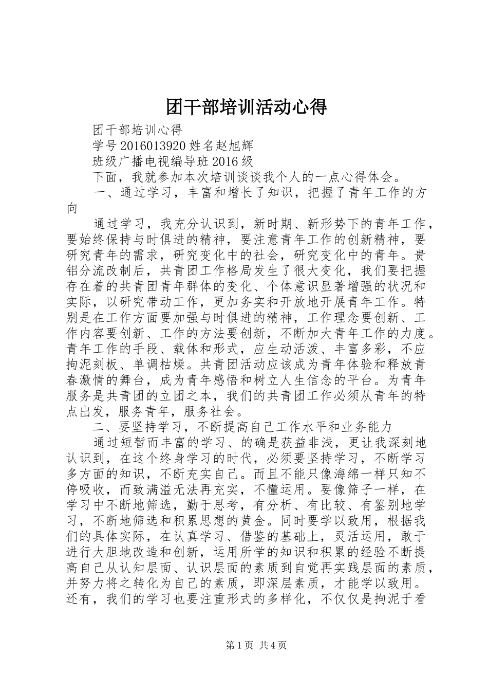 团干部培训活动心得_第1页