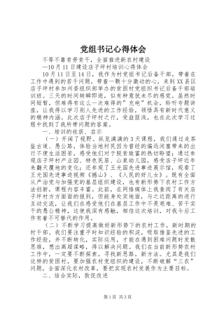 党组书记心得体会