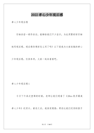 2024孝心少年观后感