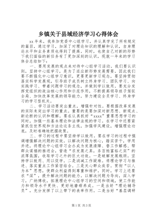 乡镇关于县域经济学习心得体会