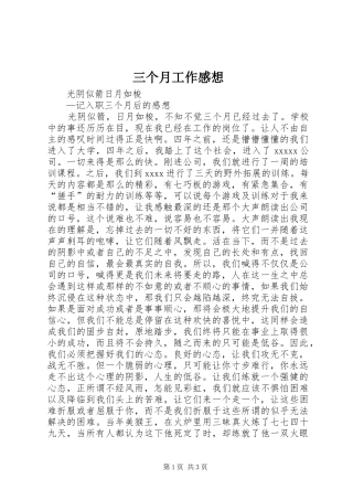 三个月工作感想