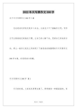 2024冬天写景作文300字_1