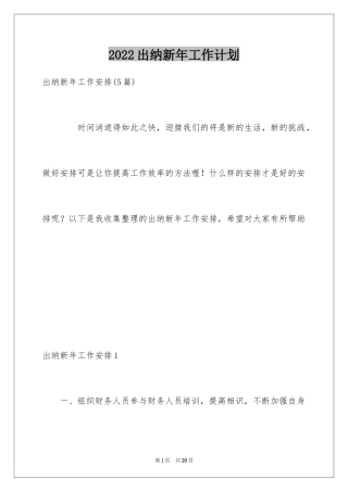 2024出纳新年工作计划_1