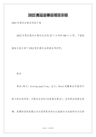 2024奥运会拳击项目介绍