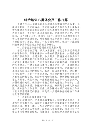 综治培训心得体会及工作打算