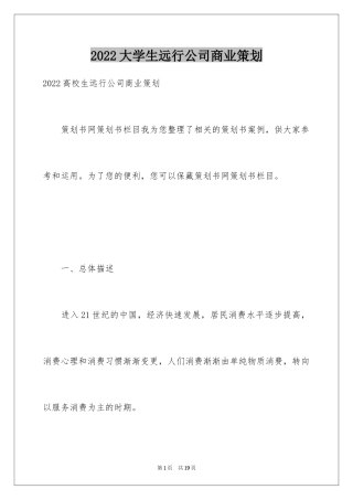 2024大学生远行公司商业策划