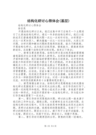 结构化研讨心得体会(基层)