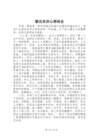 锻压实训心得体会