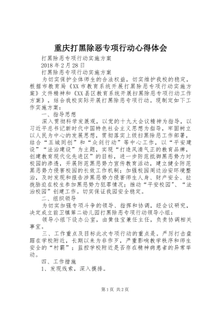 重庆打黑除恶专项行动心得体会