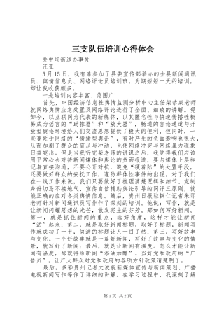 三支队伍培训心得体会