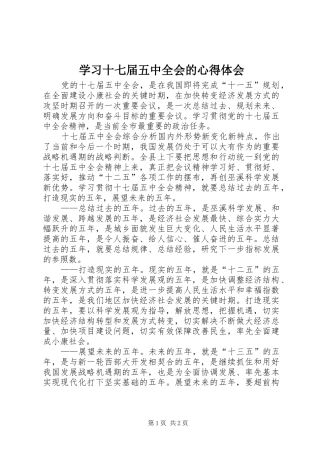 学习十七届五中全会的心得体会