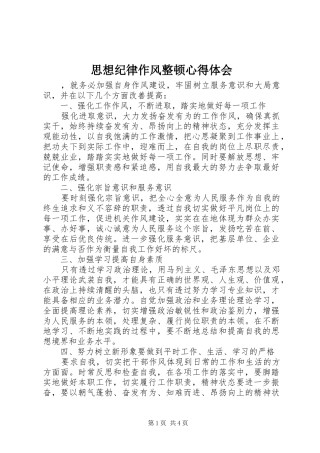 思想纪律作风整顿心得体会