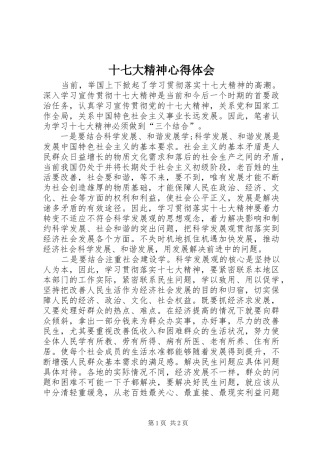 十七大精神心得体会