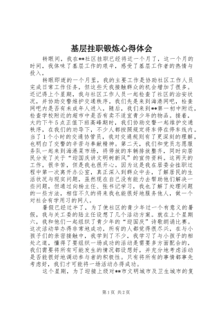 基层挂职锻炼心得体会