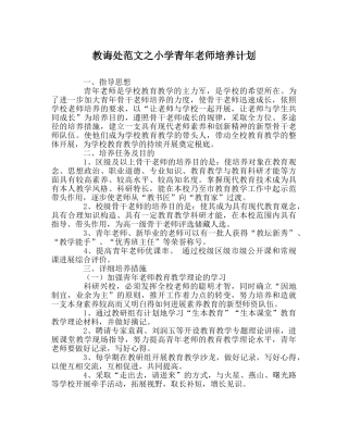 教导处范文小学青年教师培养计划 