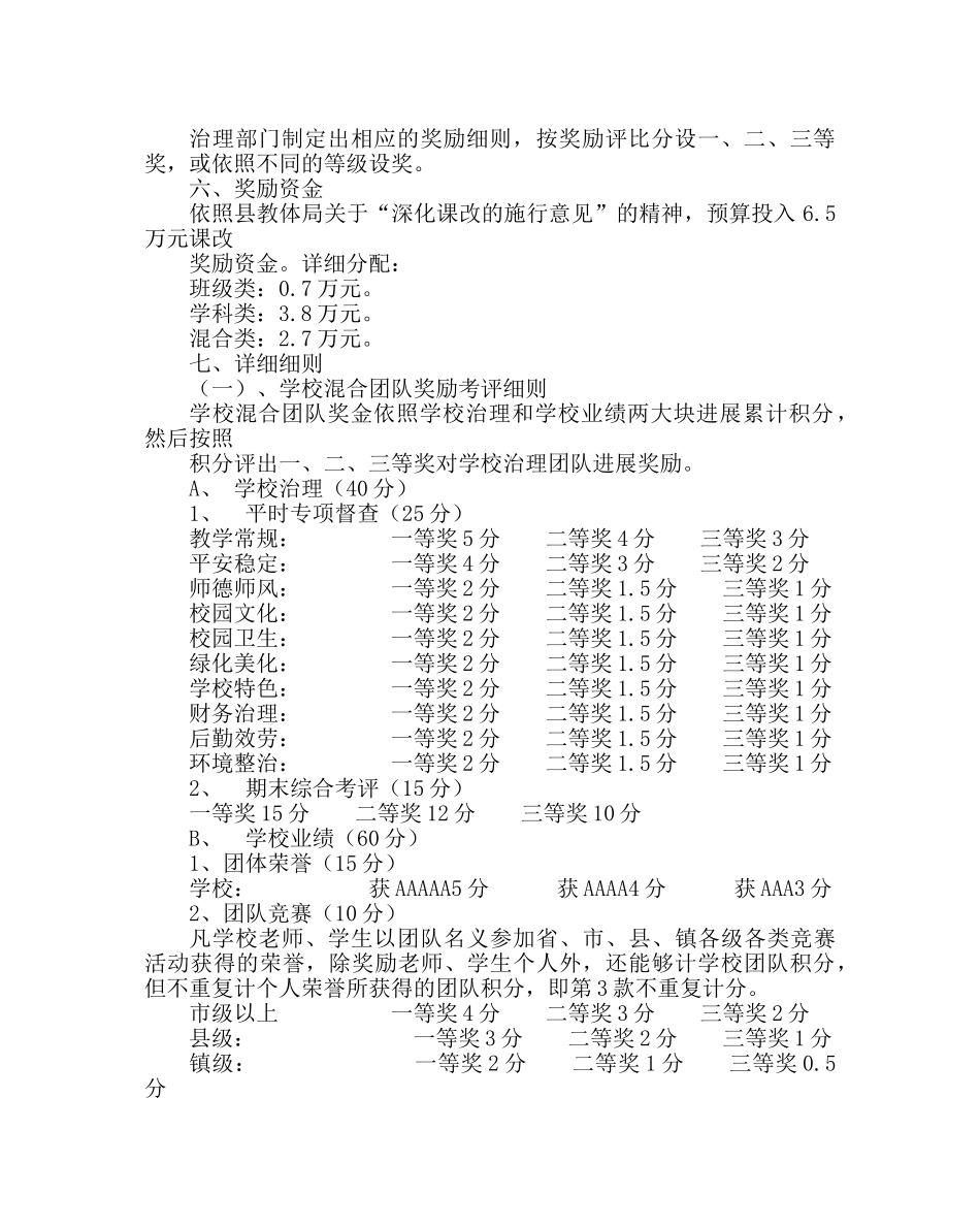 教导处范文小学课堂教学改革工作奖励方案 _第2页