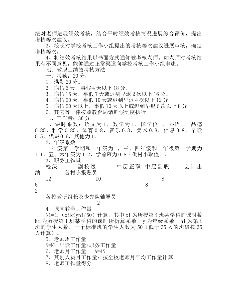 教导处范文小学教师绩效考核方案 _第3页