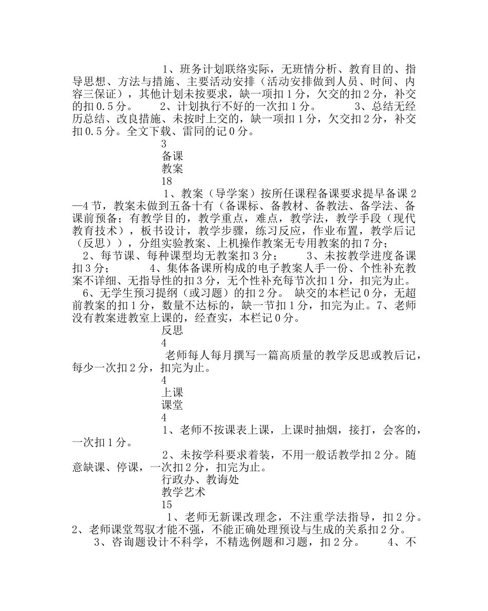 教导处范文小学教师教学常规检查评分细则 _第2页