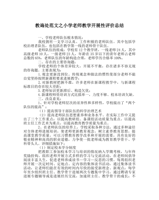 教导处范文小学教师教学发展性评价总结 